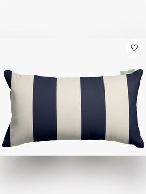Navy and Cream Striped Lumbar Pillow